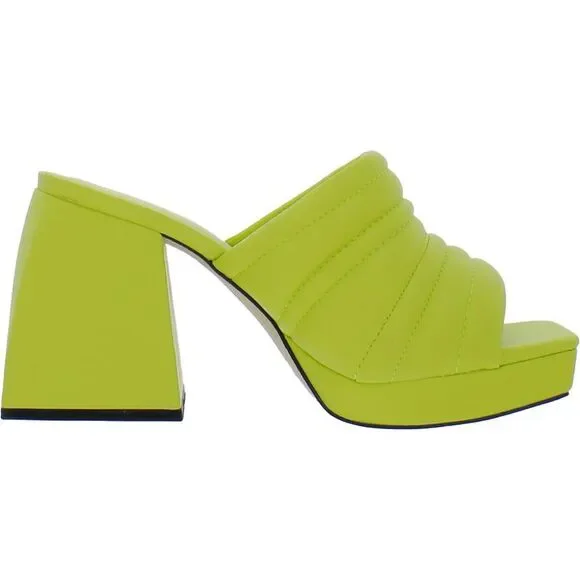 Lime Green Block Heel Mules - Picture 3 of 4